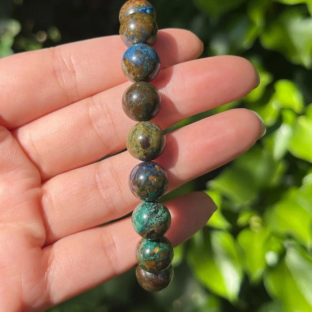 11mm stretchable‎ azurite bracelet